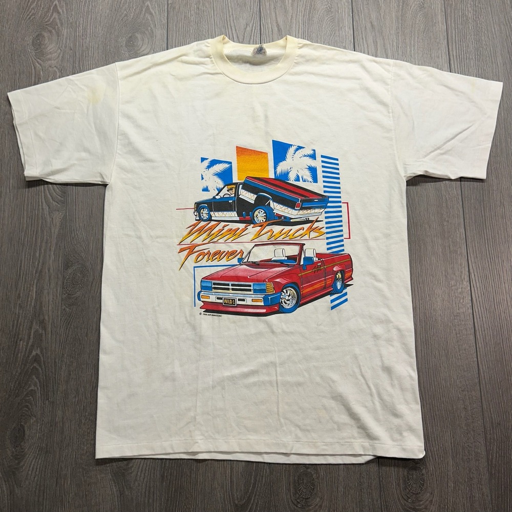 Vintage 1989 Mini Trucks Forever Graphic T-Shirt XL Bulletin Canada 80s Tee